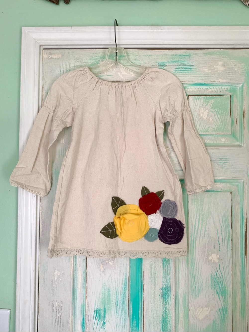 Sado Girls Cream Patchwork Floral Cotton Dress Size 10yr